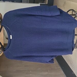NWT Chico's Sweater Women's sz 1/Small Deep Navy Ribbed 3/4 Sleeve Dawn Pullover
